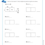 Box multiplication partial products method 2 digit by 1 digit worksheet