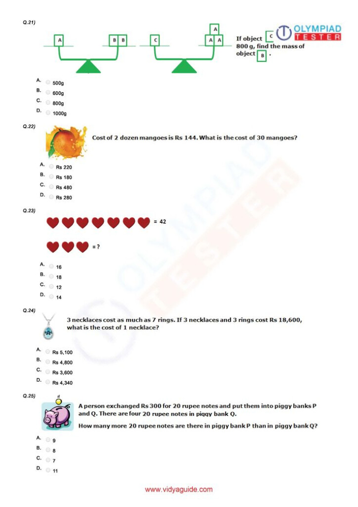 Class 4 Maths Olympiad Worksheet 03 Math Olympiad Math Olympiad 