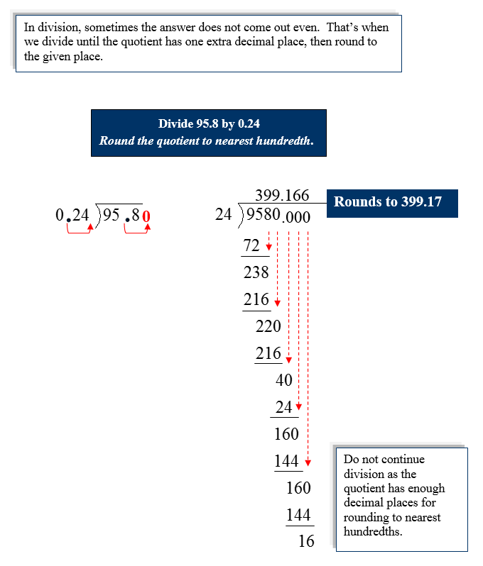 Dividing Decimals And Rounding Quotients