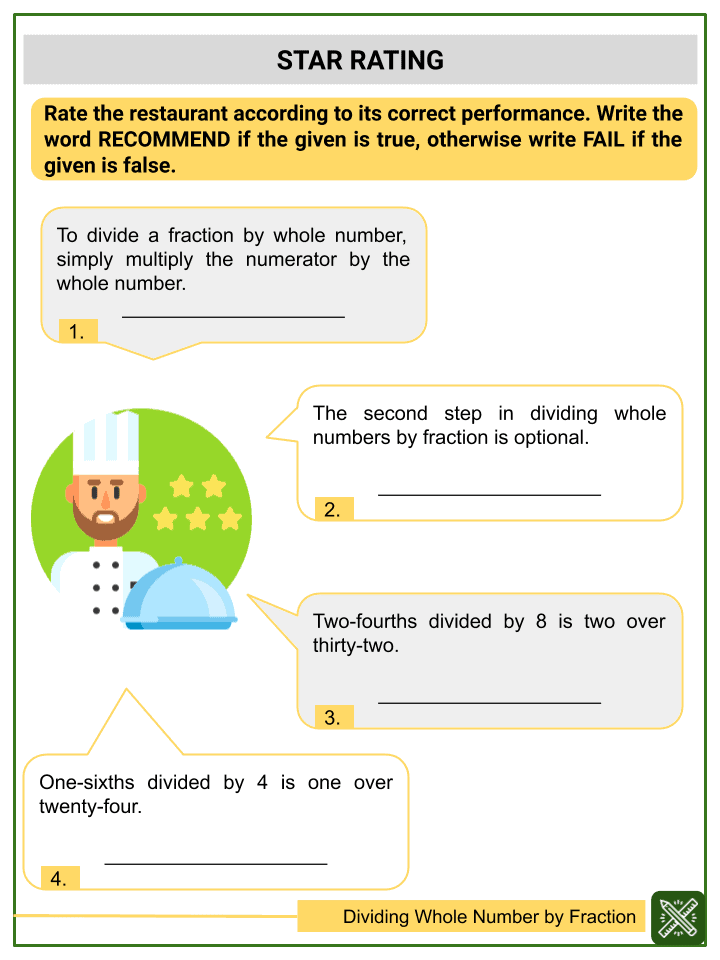 Dividing Whole Number By Fraction 5th Grade Math Worksheets