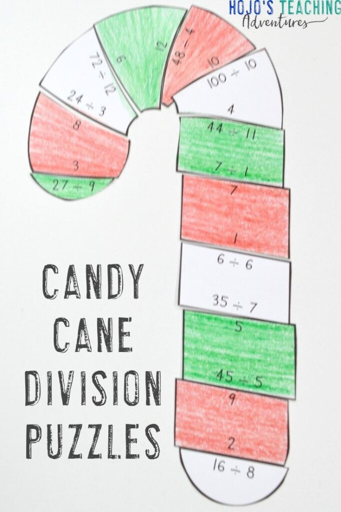 DIVISION Candy Cane Math Worksheet Alternative Christmas Activities 