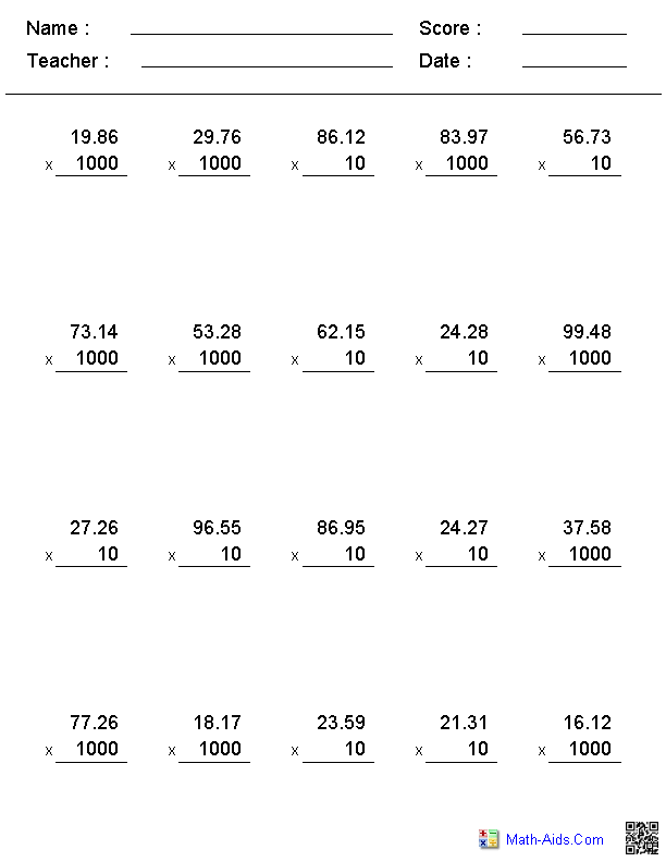 Division Of Decimals Worksheets Grade 7 Askworksheet