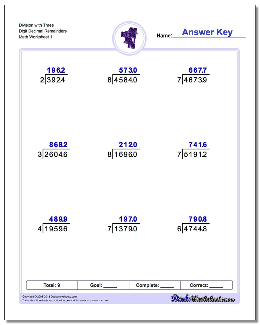 Division With Decimal Results