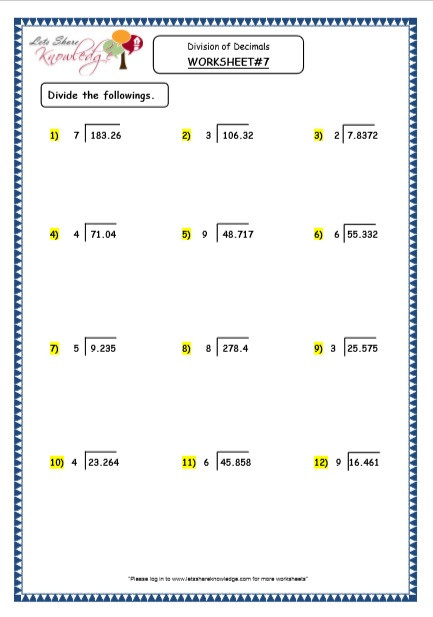 Division Worksheet 3rd Grade 100