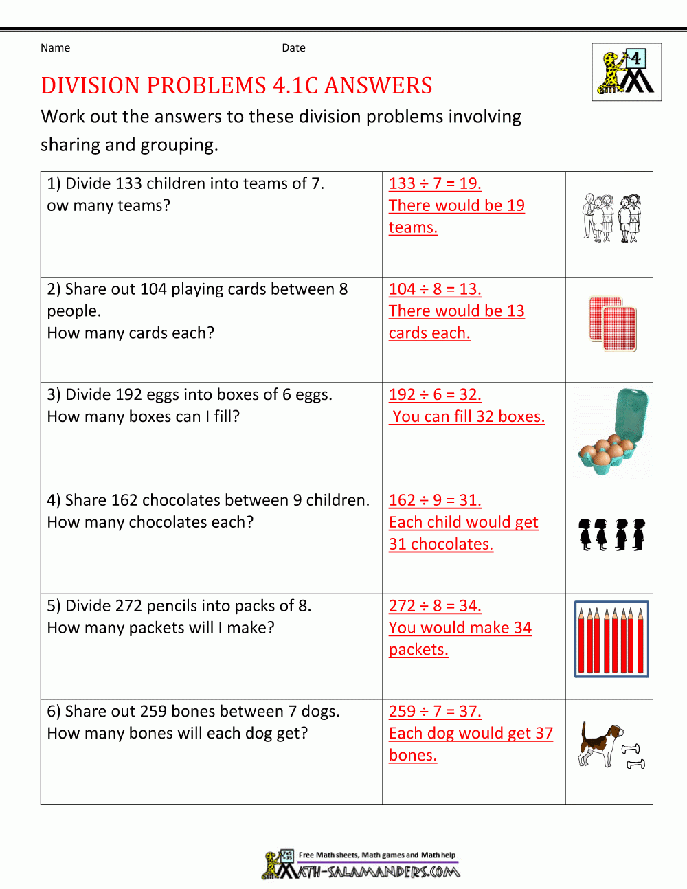 Division Worksheets Grade 4