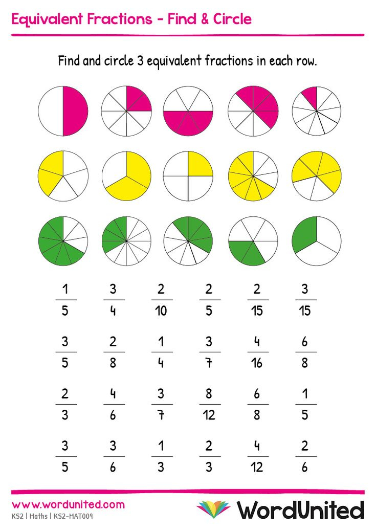 Equivalent Fractions Find Circle WordUnited Fractions 