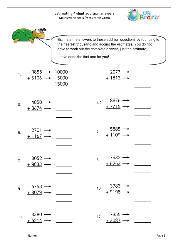 Estimating 4 digit Addition Addition By URBrainy