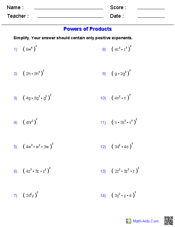 Exponents And Radicals Worksheets Exponents Radicals Worksheets For