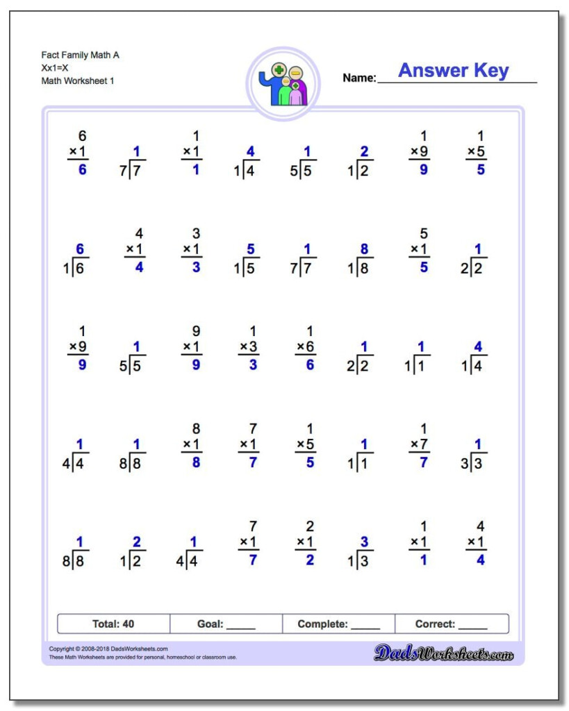 Fact Family Worksheets