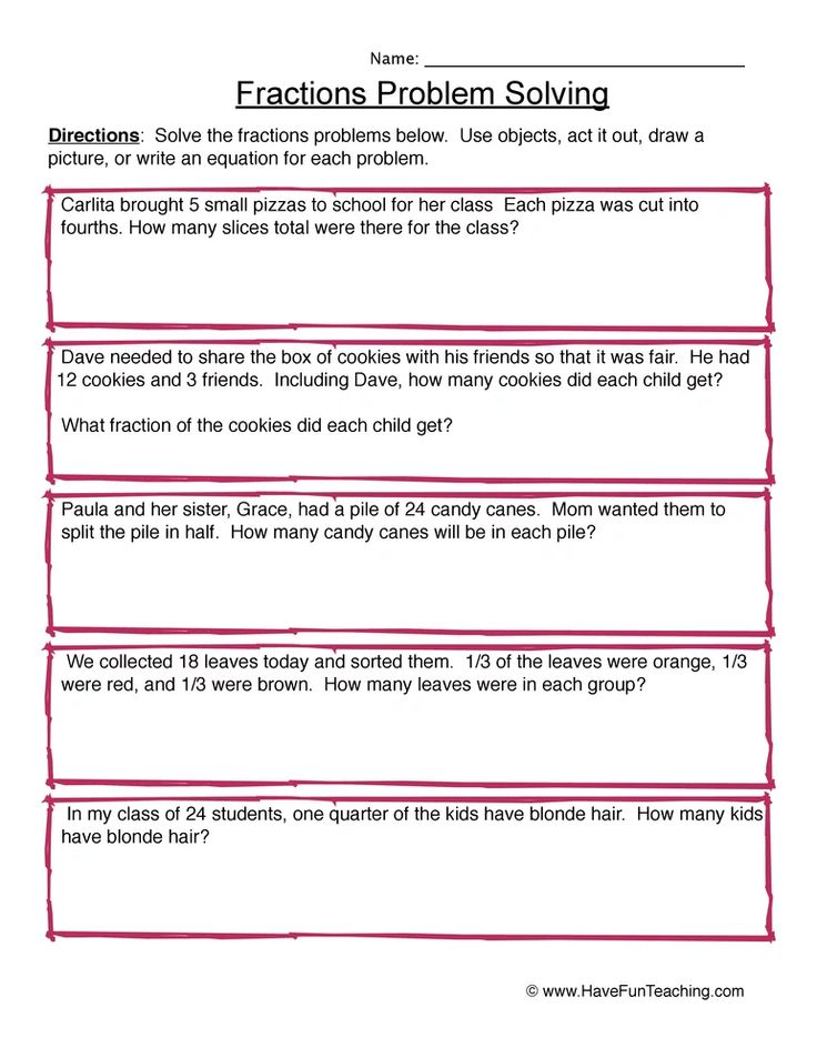 Fraction Word Problems Worksheet Have Fun Teaching Word Problems