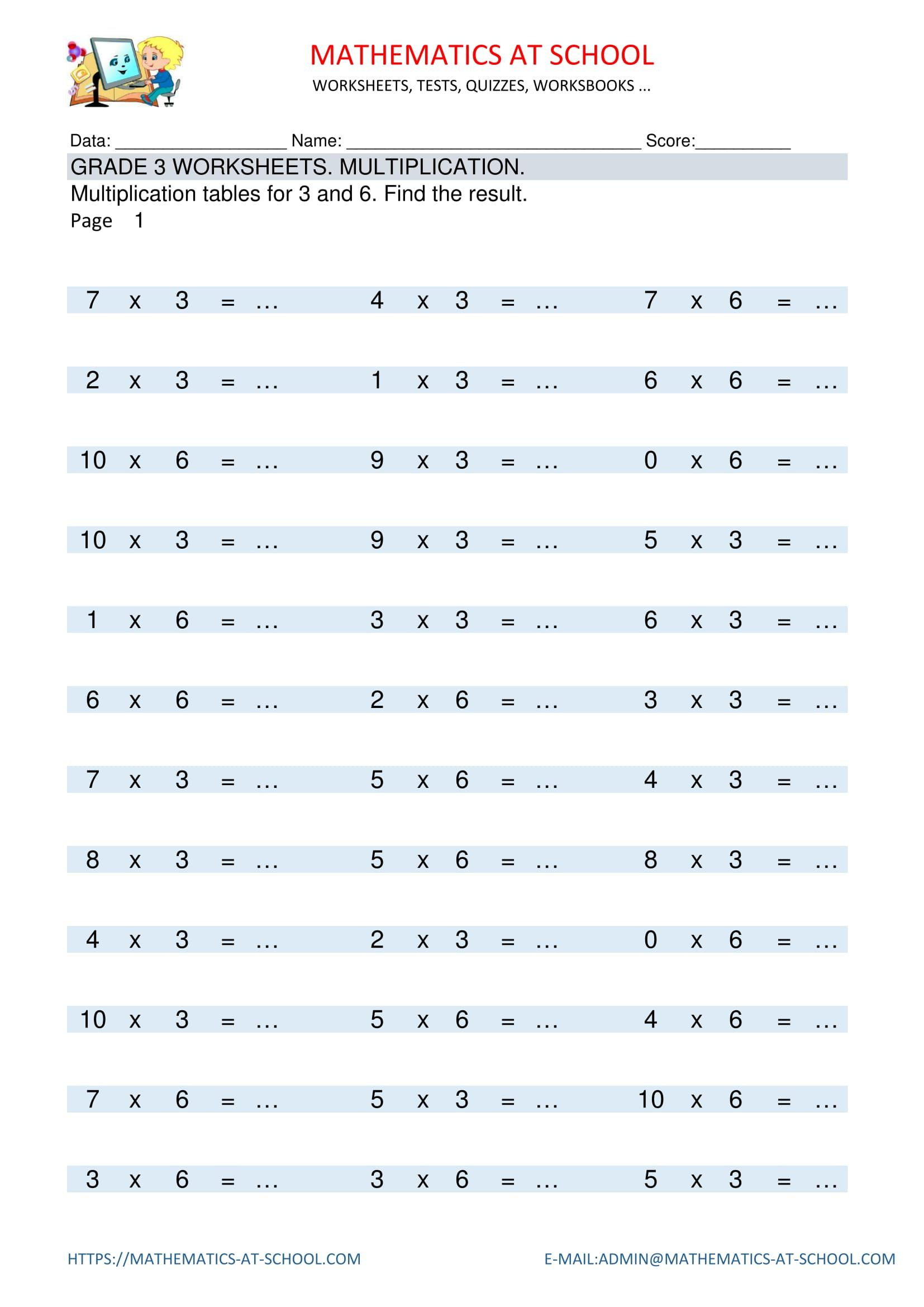 Free Math Worksheets For 3rd Grade Pdf