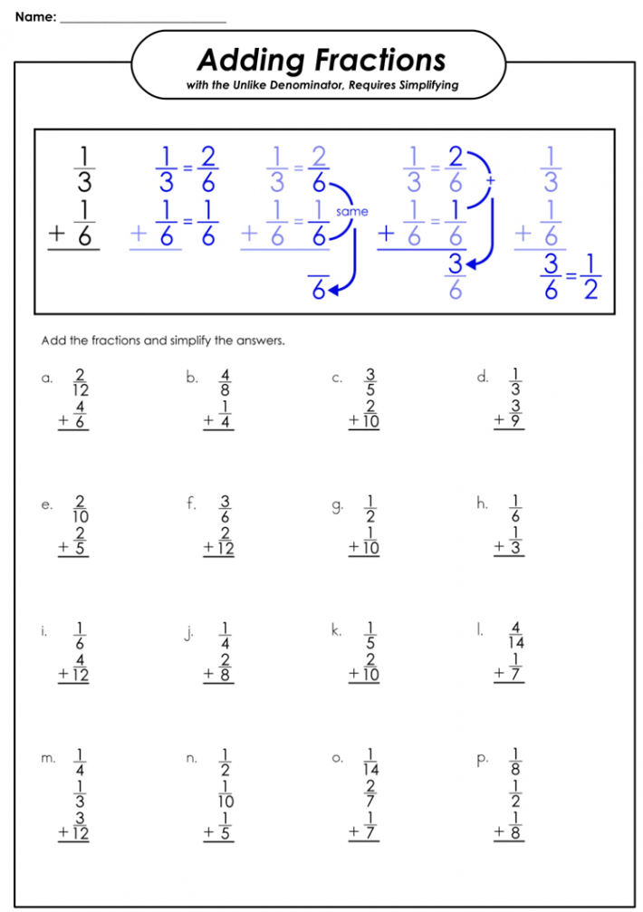 Free Printable Fraction Worksheets for Grade 3 To 6 Word PDF