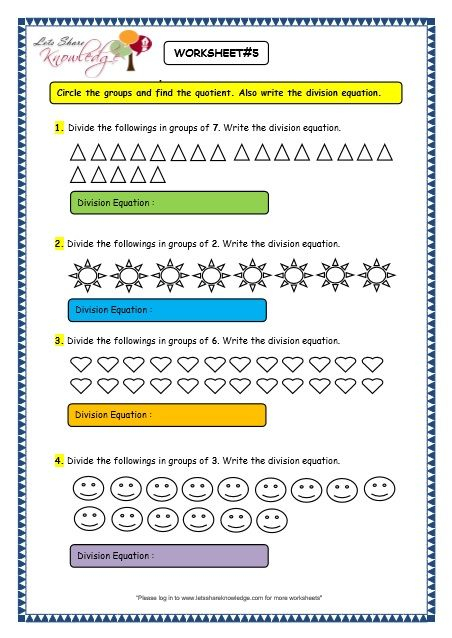 Grade 3 Maths Worksheets Division 6 2 Division By Grouping