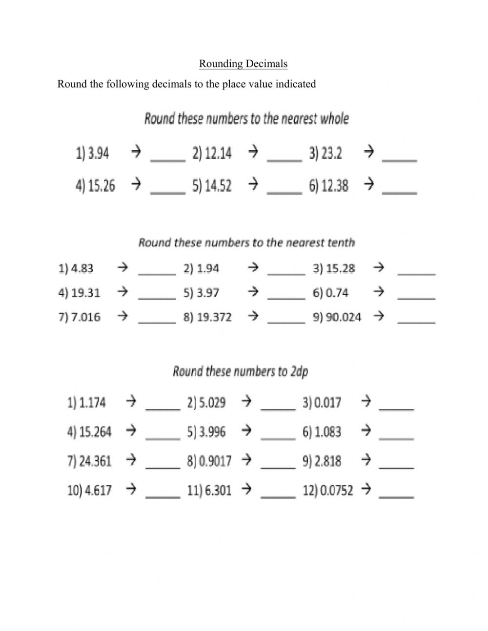 Grade 3 Multiplication Worksheets Free Printable K5 Learning Rounding 