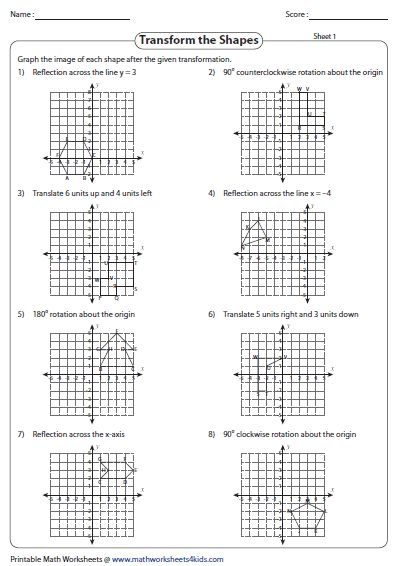 Grade 8 Math Transformation Worksheets Packages Google Search