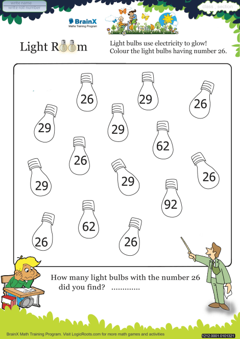 Light Room Math Worksheet For Kindergarten Free Printable Worksheets