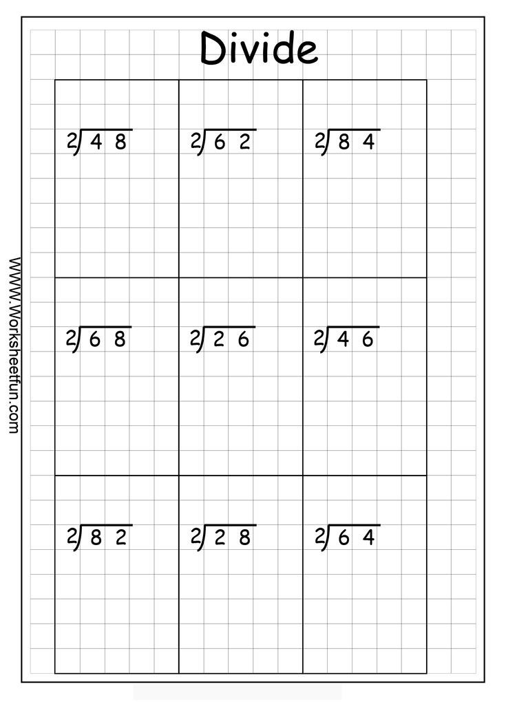 Long Division 2 Digits By 1 Digit No Remainder 10 Worksheets