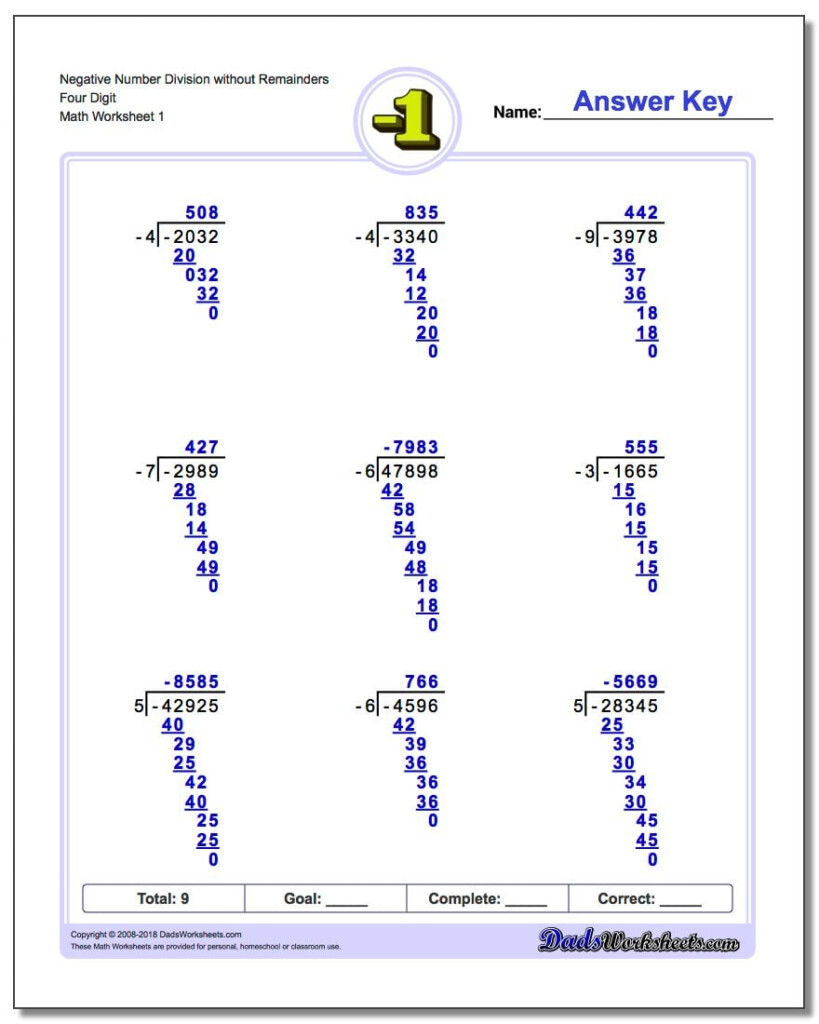 Long Division With Negative Numbers