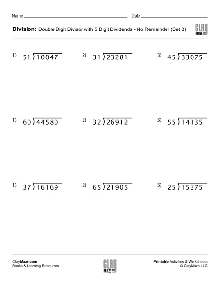 Long Division Worksheet With Double Digit Divisors Set 3 Homeschool