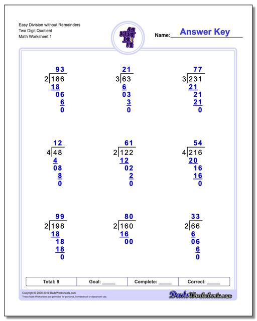 Long Division Worksheets