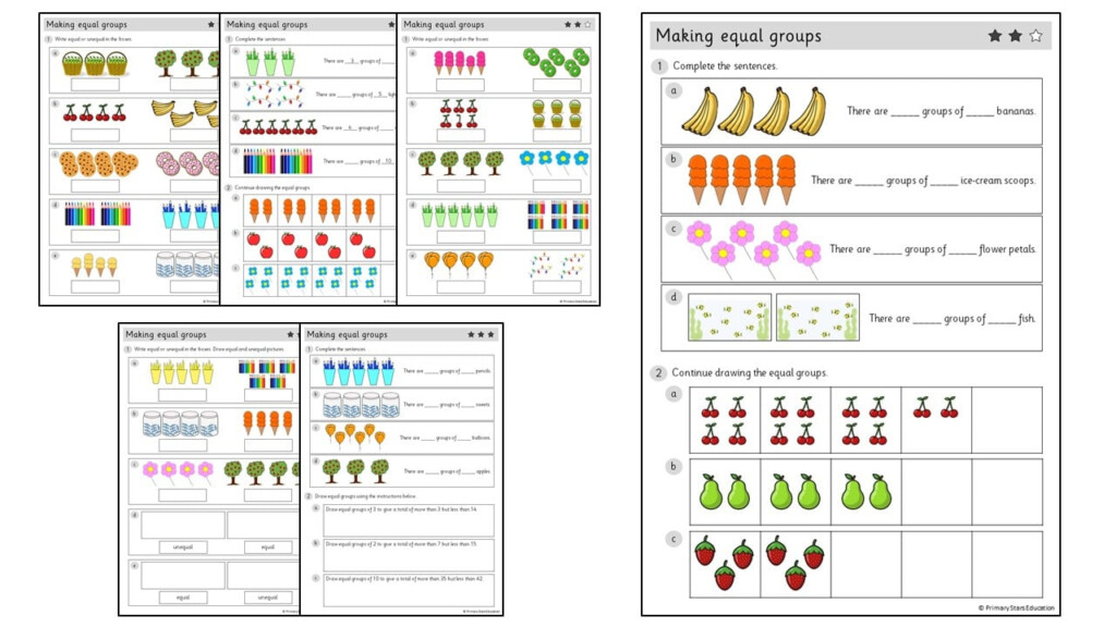 Making Equal Groups Worksheets Primary Stars Education