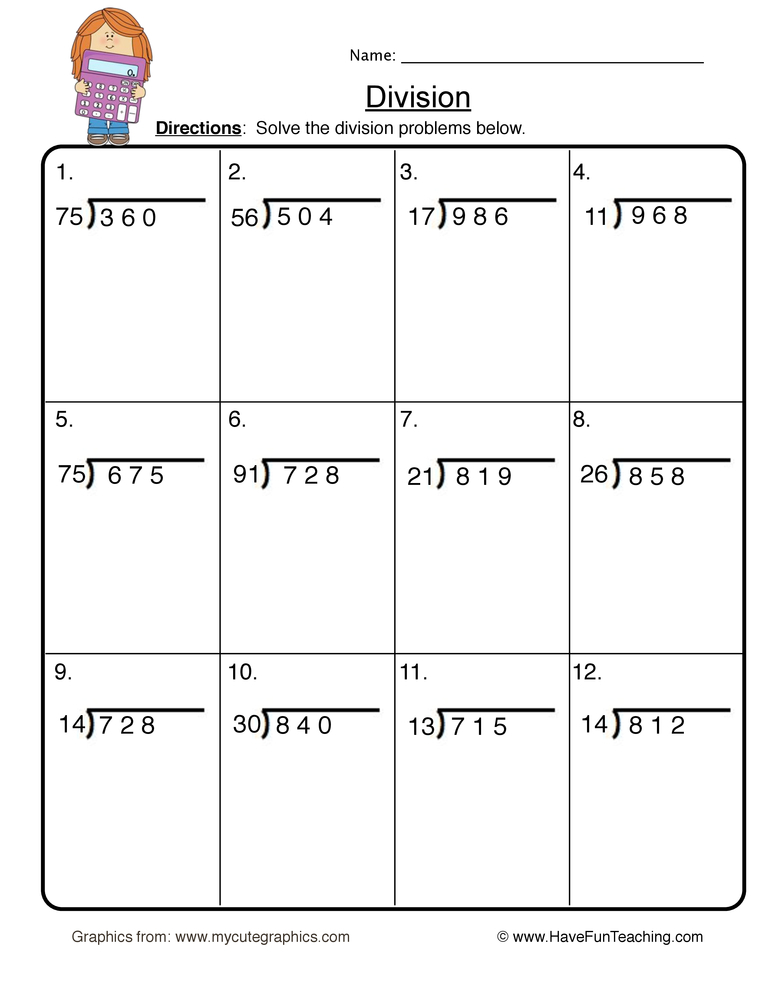 Math Division Worksheets Resources