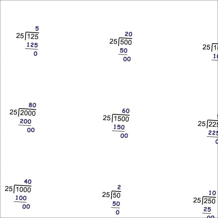 Math Worksheets Division By Factors Of 25 Long Division Division