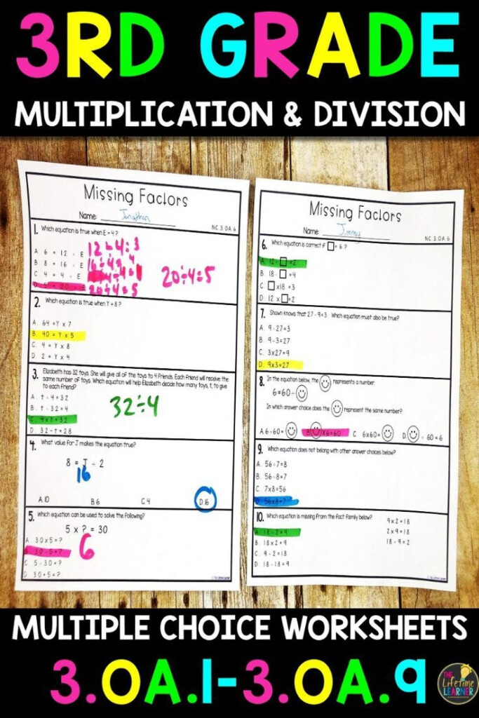 Multiplication And Division Worksheets 3rd Grade Math Worksheets 