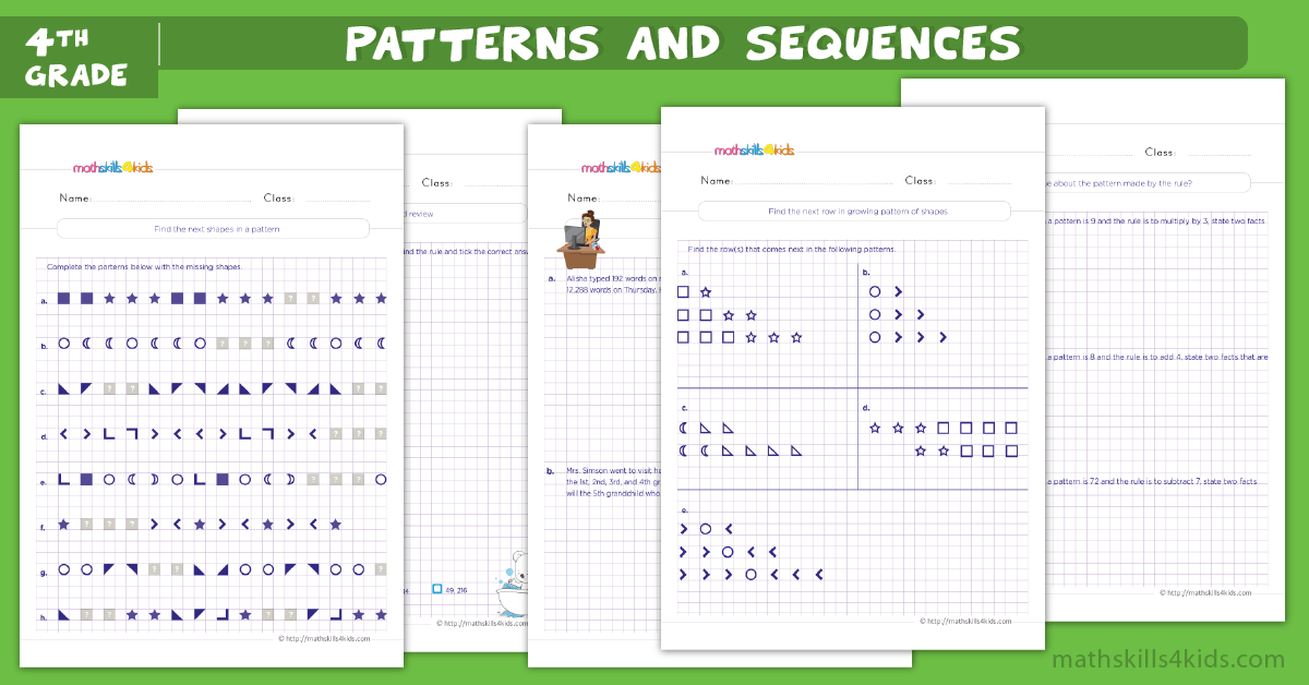 Number Patterns Worksheets Pdf Grade 4 Shapes And Patterns Worksheets