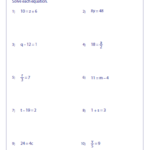 One Step Equation Worksheets