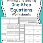 One Step Equations Worksheets including Word Problems One Step