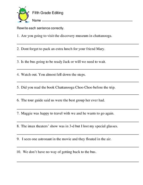 Paragraph Editing Worksheets 5th Grade Worksheets Master