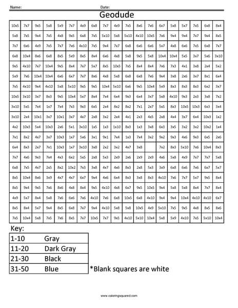 Pokemon Multiplication And Division Coloring Squared