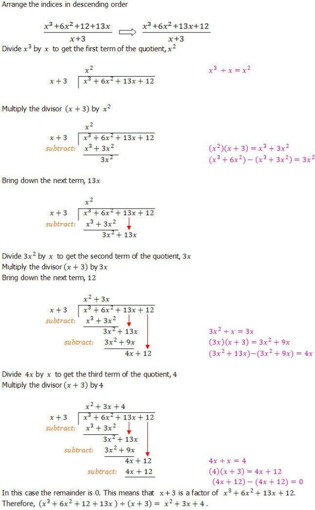 Polynomial Long Division Worksheet Algebraic Long Division An 