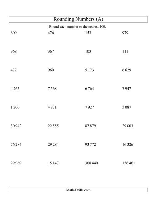 Rounding Numbers To The Nearest 100 SI Version A 