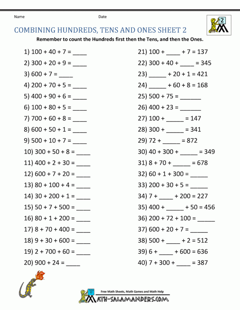 Second Grade Place Value Worksheets