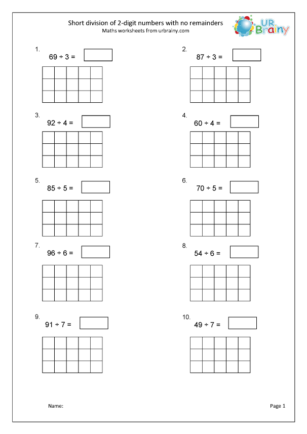 Short Division 2 By 1 Division In Year 4 age 8 9 By URBrainy