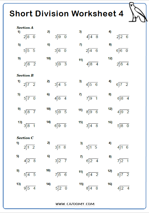 Short Division Worksheets Practice Questions And Answers Cazoomy