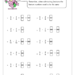 Subtracting Fractions 1 Fraction Worksheets For Year 3 age 7 8 By