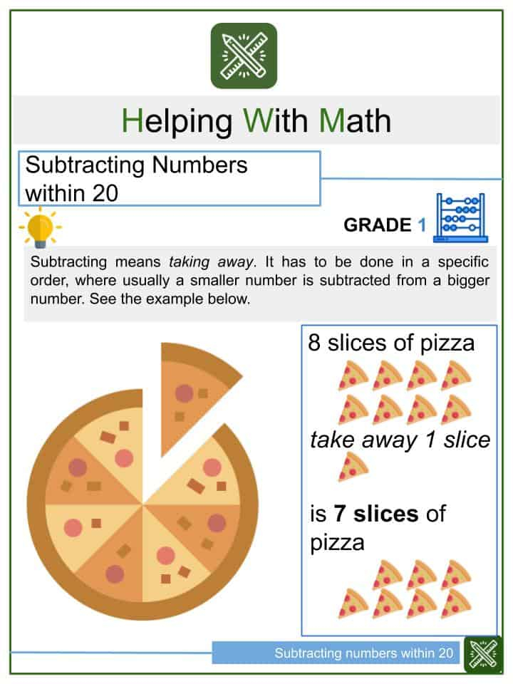 Subtracting Numbers Within 20 1st Grade Math Worksheets Helping With Math