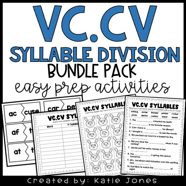 Syllable Division Practice Sheets For Vccv And Vc V Words Tpt Vccv 