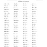 The Horizontal Dividing By 1 2 5 And 10 Quotients 1 To 12 A Math