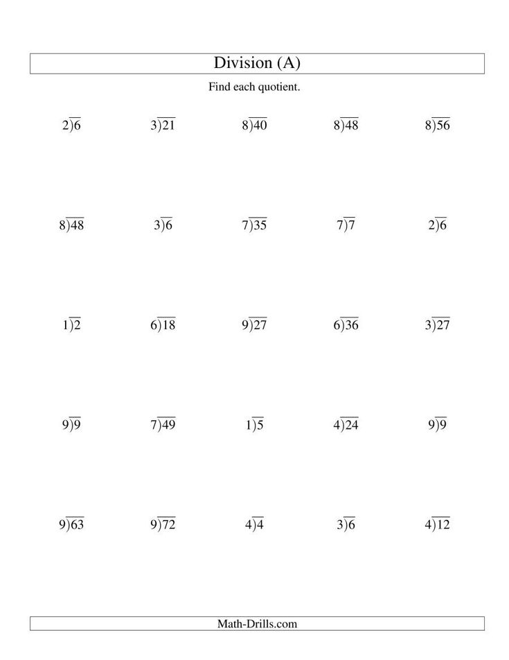 The Long Division One Digit Divisor And A One Digit Quotient With No