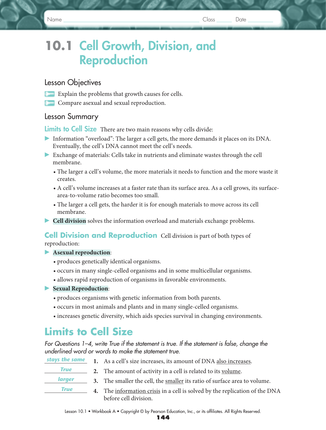 10 1 Cell Growth Division And Reproduction