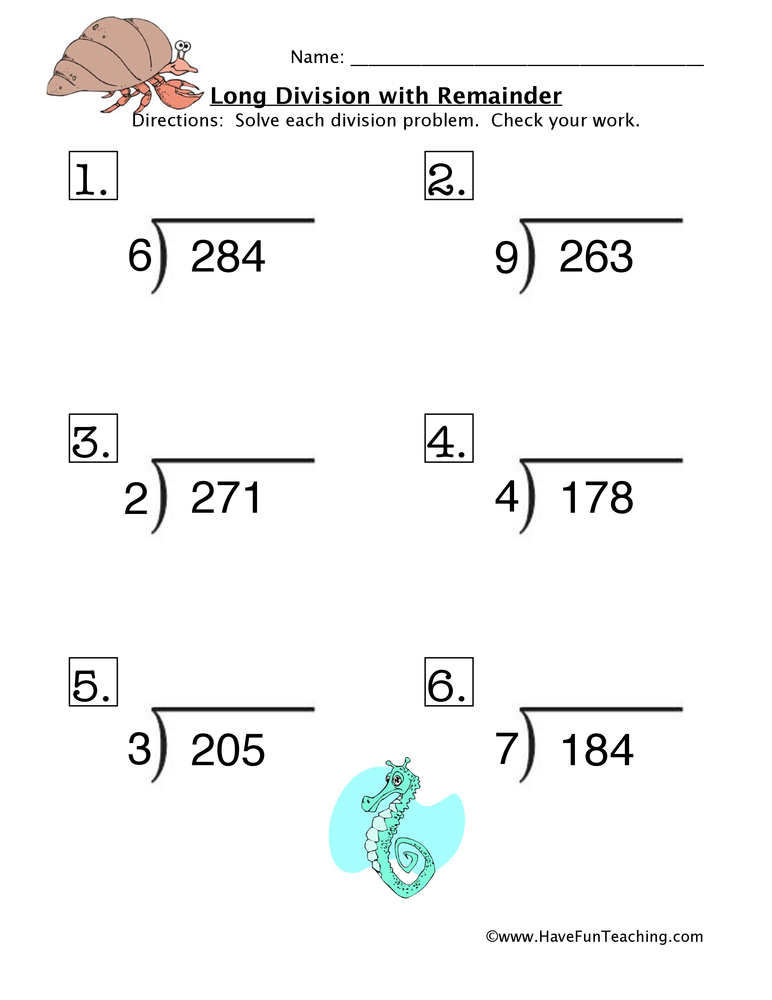 12 Best Images Of Long Division With Remainders Worksheets 4th Grade 