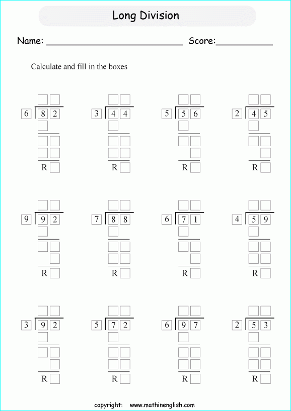 2 Digit Division Worksheets