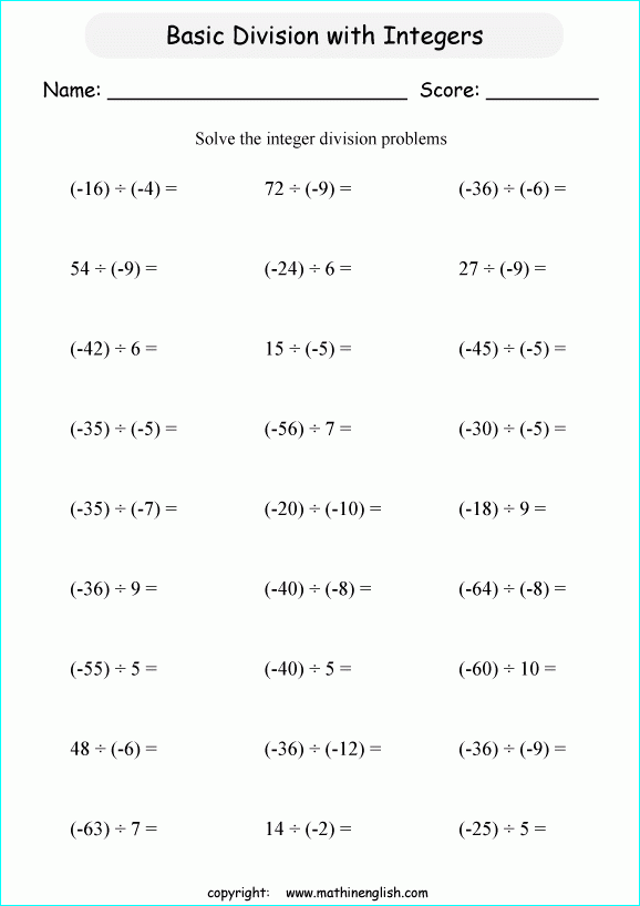 28 Integer Multiplication And Division Worksheet Notutahituq 