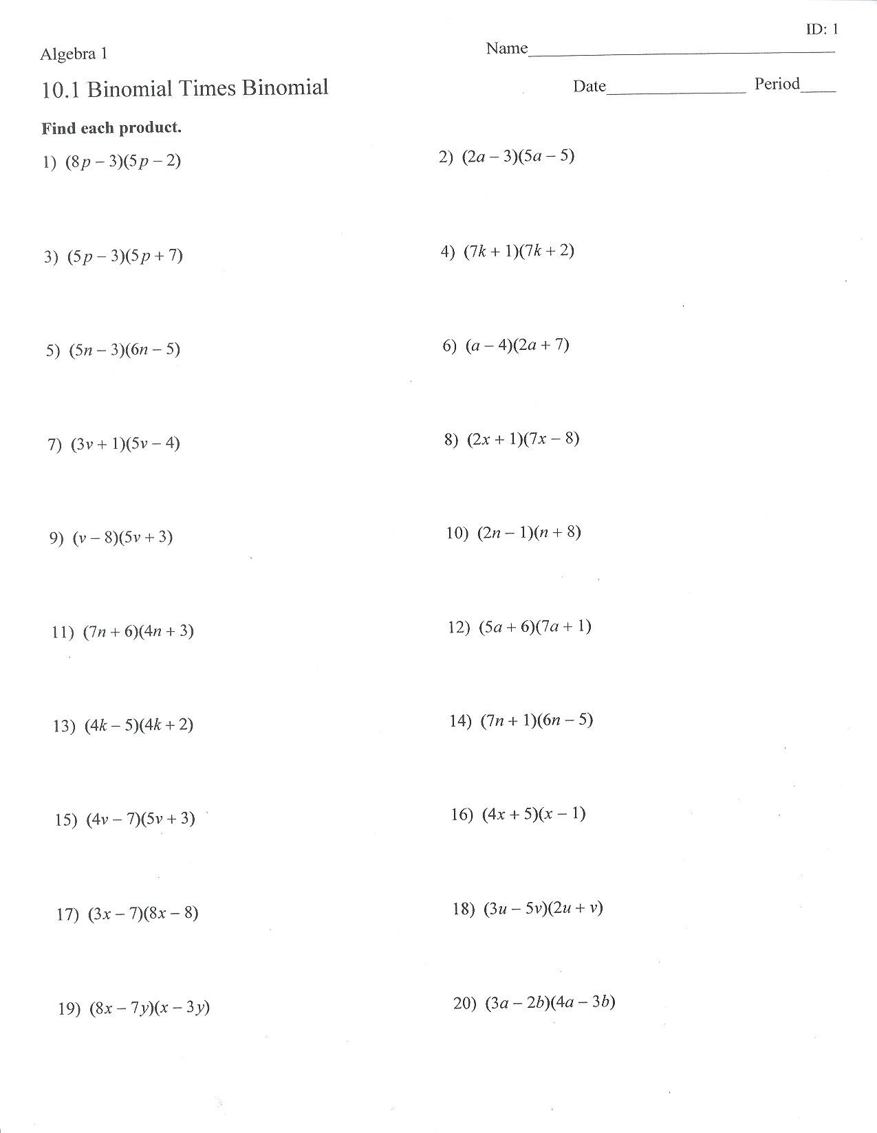 30 Multiplying Polynomials Worksheet Answers Education Template