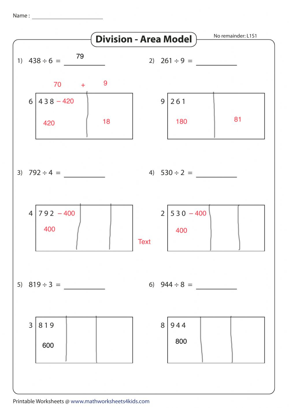 Area Model Division Worksheets 4Th Grade The Box Or Area Method An