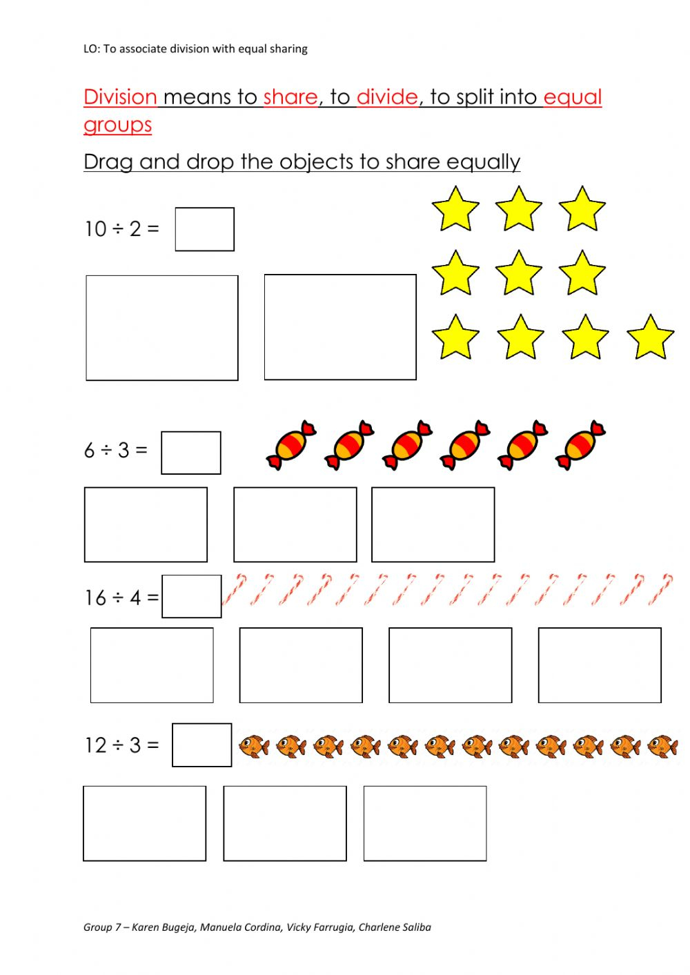 Associate Division With Equal Sharing Worksheet